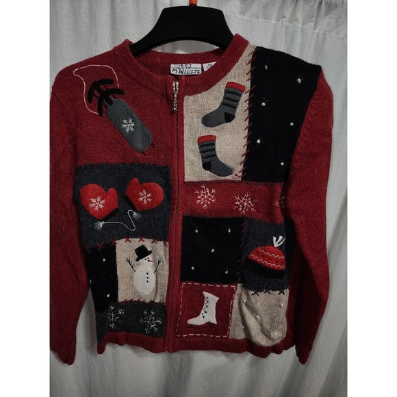 croft & barrow Sweaters - Croft &‎ Barrow Petite Medium Zipper Sweater Cardigan Christmas winter